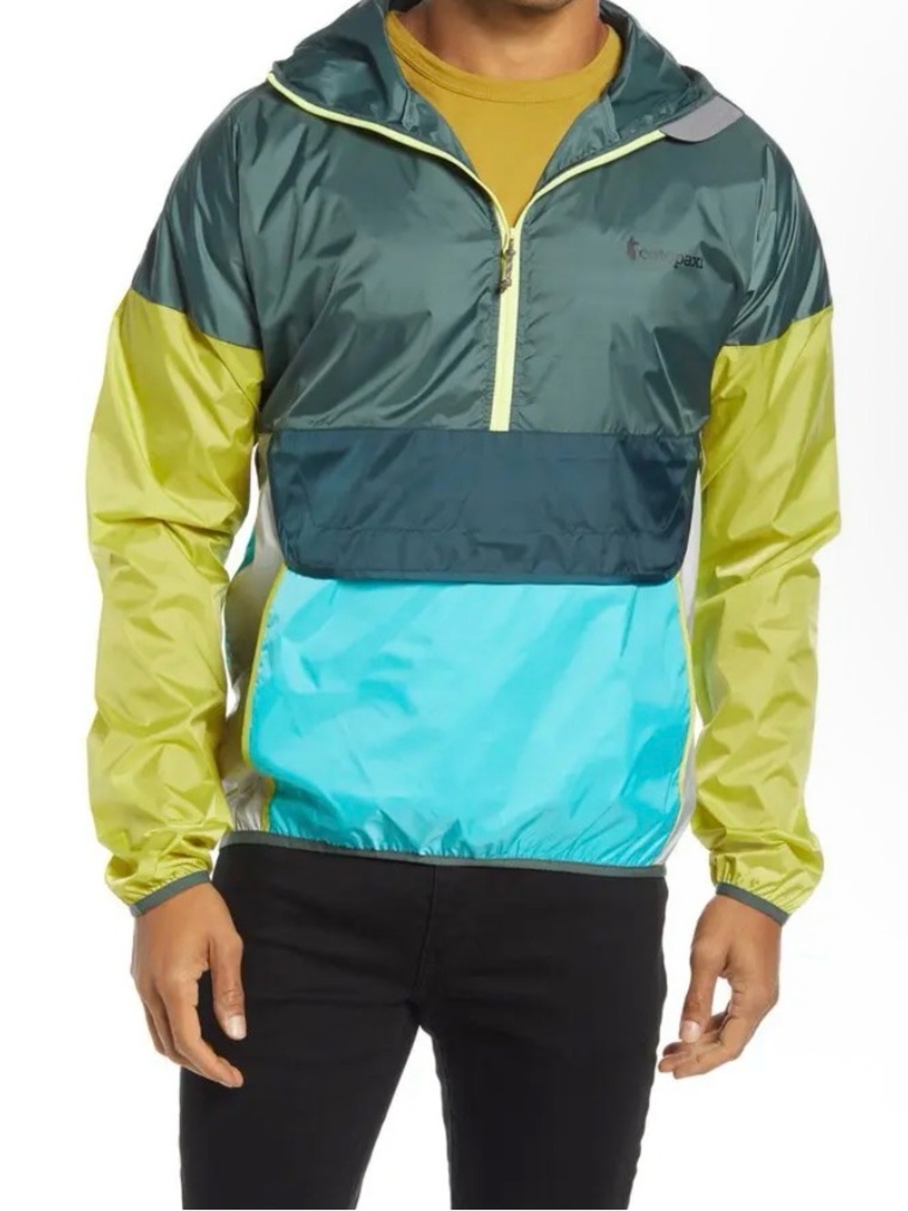 cotopaxi Teal, Lime & Aqua Colorblock Windbreaker
